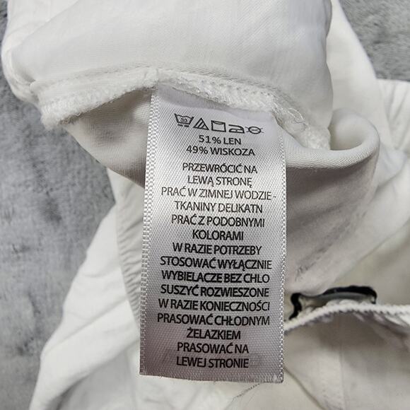 H by Halston Pants Womens S White Linen Viscose High Rise Ankle Pockets Coastal - Picture 7 of 13